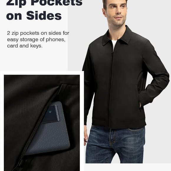 Men's X-Large Casual Windbreaker - Stylish Lightweight Jacket for Fall/Spring - Picture 3 of 6